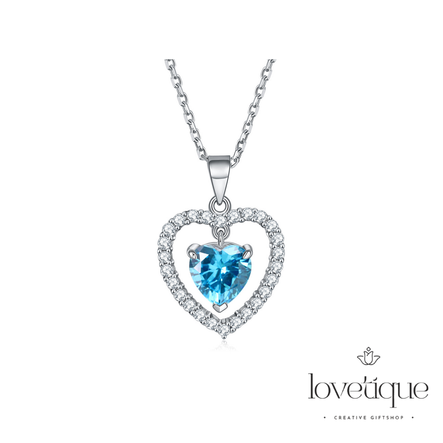 Round Blue Eternal Rose Jewelry Gift Box w/ Necklace