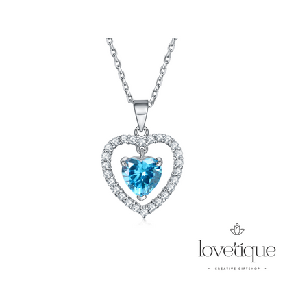 Round Blue Eternal Rose Jewelry Gift Box w/ Necklace