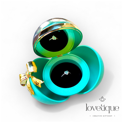 Round Blue Eternal Rose Jewelry Gift Box w/ Heart Promise Ring