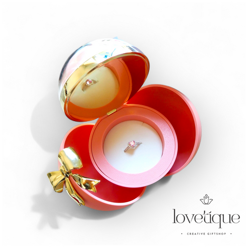 Round Pink Eternal Rose Jewelry Gift Box w/ Heart Promise Ring