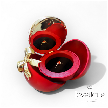 Round Red Eternal Rose Jewelry Gift Box w/ Heart Promise Ring